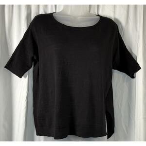 Ann Taylor Loft Cotton Blend Hi-Low Top Black S Casual Breathable 88-09